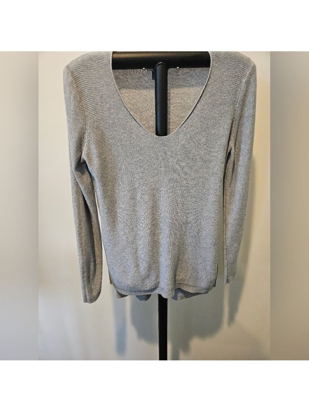 OLD NAVY GREY SCOOP NECK WAFFLE KNIT HIGH-LOW PULLOVER TOP SIZE SP
